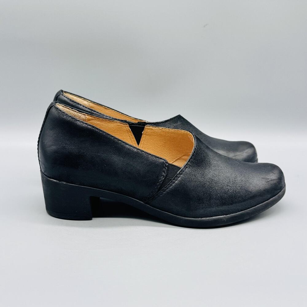 Dansko Shoes Womens 7.5 Black Leather Camdyn Slip On Pumps Comfort Work Heels